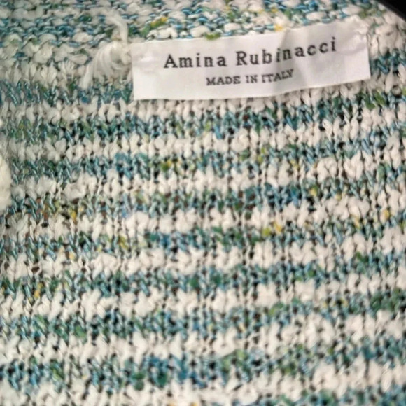 Amina Rubinacci-Italy Contone tweed jacket cardigan size 46 Large in blue/green - Picture 4 of 5